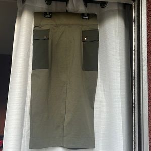 KIT AND ACE STRETCH WAISTBAND PENCIL SKIRT ARMY GREEN USA SZ 6